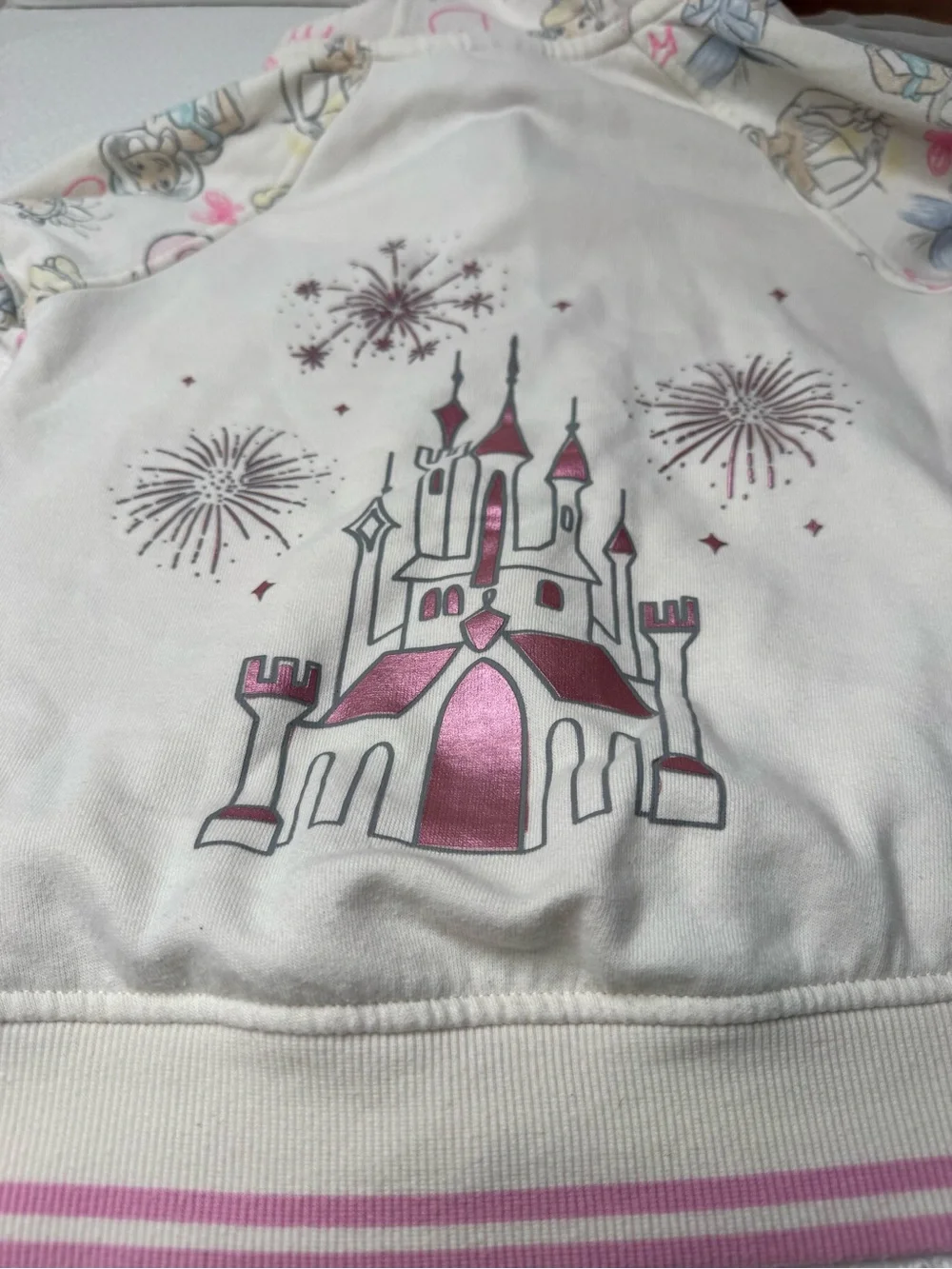 Disney Princess Girl's Character Print Full-Zip Hoodie Ariel Cinderella size 6
